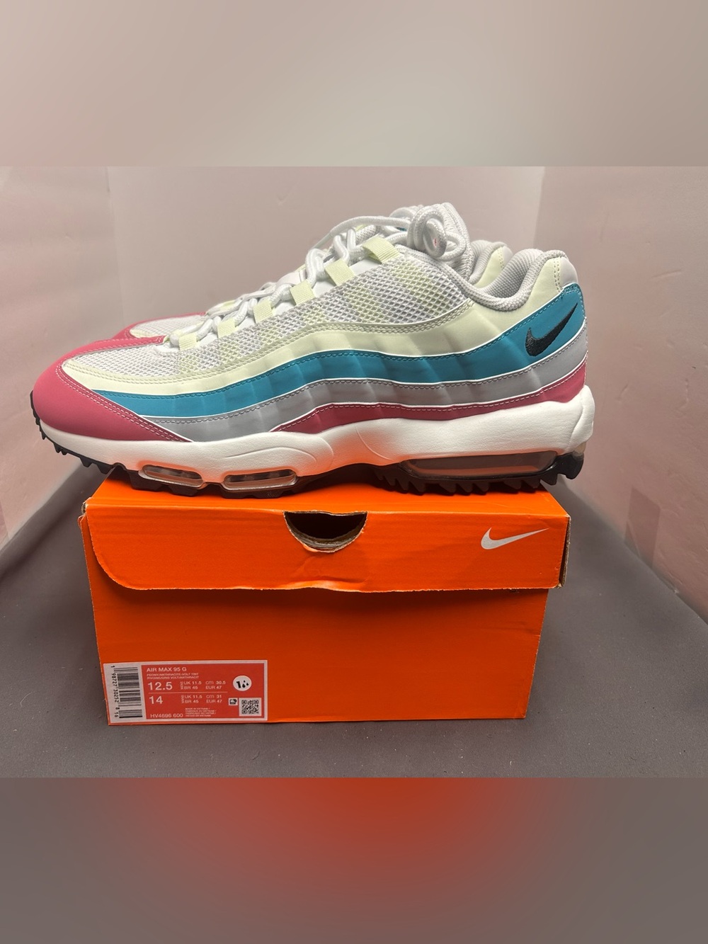 NIKE AIR MAX 95 GOLF PEONY DUSTY CACTUS HV4696-600 MEN SIZE 12.5
